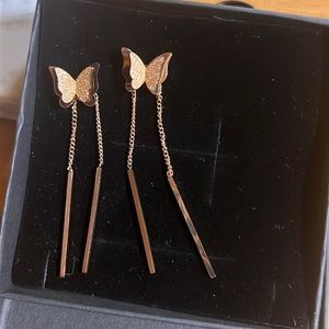 Rose gold butterfly earrings